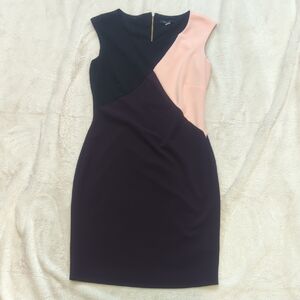 Tommy Hilfiger Black and Pink Color Block Mini Dress
